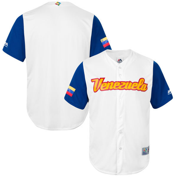 customized Men Venezuela Baseball Majestic White 2017 World Baseball Classic Replica Team Jersey->->MLB Jersey